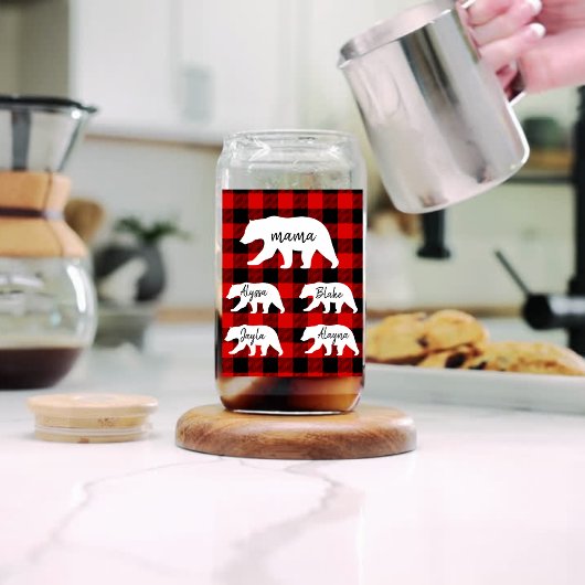 Cadeau moderne Rouge Plaid Et Blanc Mama Ours