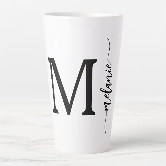 Cadeau Monogramme main Lettré blanc latte Mug (Devant)