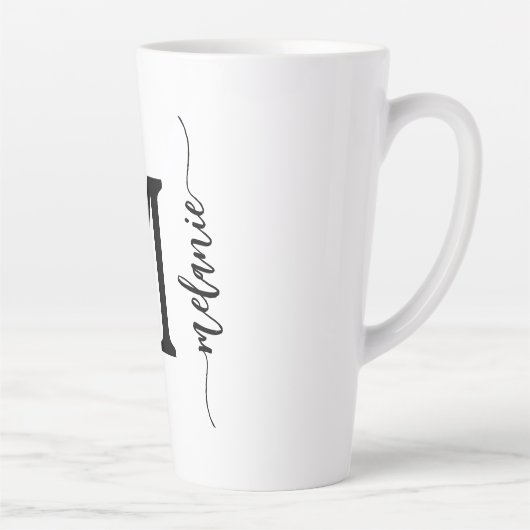 Cadeau Monogramme main Lettré blanc latte Mug (Droite)