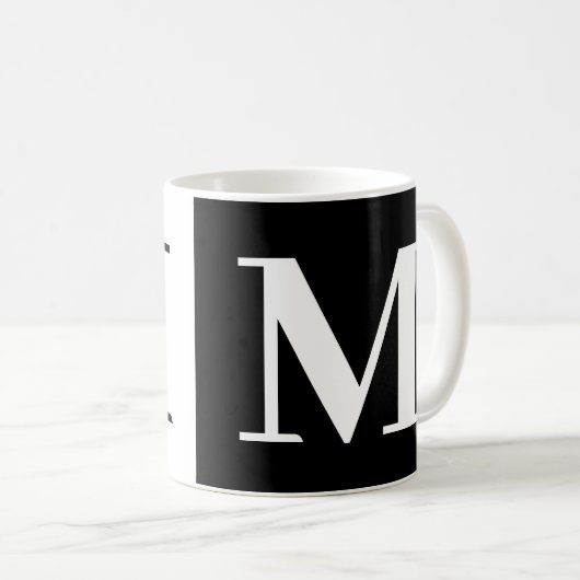 Cadeau Monogramme moderne Noir Blanc café Mug (Devant droit)