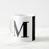 Cadeau Monogramme moderne Noir Blanc café Mug (Devant gauche)
