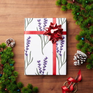 Cadeau Motif blanc de papier d'enveloppement de lavande