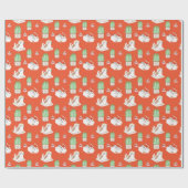 Cadeau Motif Cute Kitty En Papier Rouge (Plat)