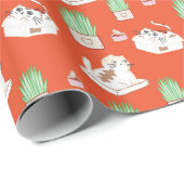 Cadeau Motif Cute Kitty En Papier Rouge (Coin rond)