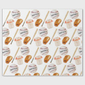 Cadeau Motif de baseball Enfants Nom Papier d'enveloppeme (Plat)