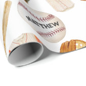Cadeau Motif de baseball Enfants Nom Papier d'enveloppeme (Coin rond)