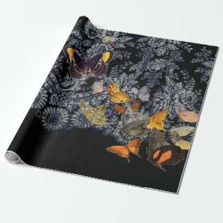 Cadeau Motif EN LACE NOIRE EN papier enveloppé avec des b