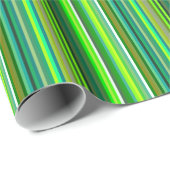 Cadeau Motif rayé avec des nuances de vert Papier (Coin rond)