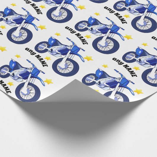 Cadeau Moto bleu et papier d'enveloppement de message per (Coin)