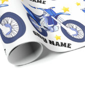 Cadeau Moto bleu et papier d'enveloppement de message per (Coin rond)