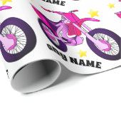 Cadeau Moto rose et papier d'enveloppement de message per (Coin rond)
