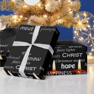Cadeau Mots de Noël papier enveloppant