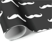 Cadeau Moustache blanche et papier noir (Coin rond)