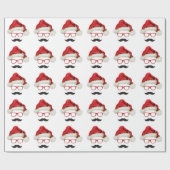 Cadeau Moustache Hipster papier d'enveloppement de Noël (Plat)
