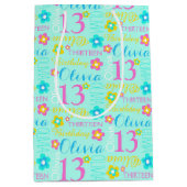 Cadeau Moyen 13ème Sac nommé fait sur commande rose turquoise (Devant)