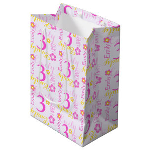 Cadeau Moyen 3ème Sac nommé fait sur commande jaune rose de