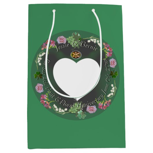Cadeau Moyen 4ème anniversaire de fruits et de fleurs + Sac cad (Devant)