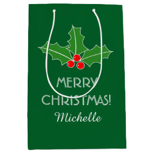Cadeau Moyen Le houx personnalisé de Joyeux Noël part du sac 