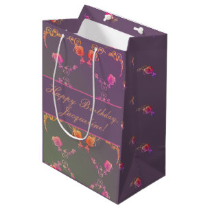 Cadeau Moyen Plum Coeurs Roses Anniversaire/Fête des Mères Sac