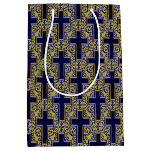 Cadeau Moyen Sac carré Cross-24-Bleu-Or-GIFT m