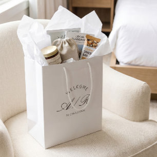 Cadeau Moyen Sac de bienvenue élégant blanc pour mariage de des