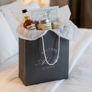 Cadeau Moyen Sac de bienvenue élégant gris foncé pour mariage d