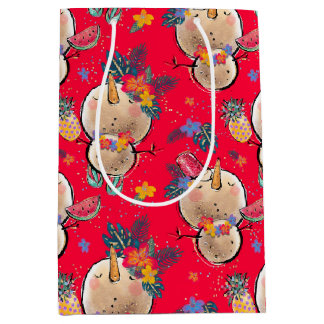 Cadeau Moyen Sac de Noël Rouge Snowman Tropical