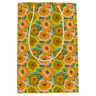 Cadeau Moyen Sac en papier d'emballage aux coquelicots pastel