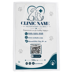 Cadeau Moyen Sac en papier personnalisé pour clinique vétérinai