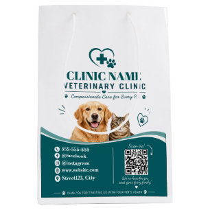 Cadeau Moyen Sac en papier personnalisé pour clinique vétérinai