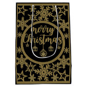 Cadeau Moyen Sac Noir Avec Éléments De Noël Or (Dos)