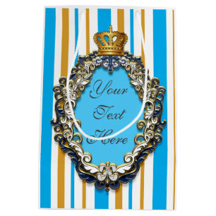 Cadeau Moyen Sac personnalisé Prince Royal Crown Blue & Gold