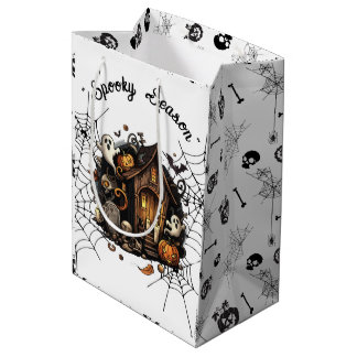 Cadeau Moyen 👻 saison Éffrayante Maison hantée blanc Sac cadea