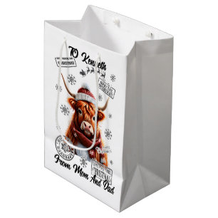 Cadeau Moyen Un Sac Père Noël Festif Orné De Vaches De Vacances