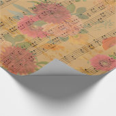 Cadeau Musique Note & Fleurs Papier Peint Vintage (Coin)