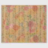 Cadeau Musique Note & Fleurs Papier Peint Vintage (Plat)