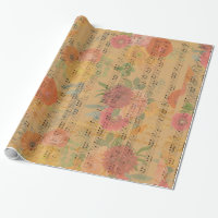 Musique Note & Fleurs Papier Peint Vintage