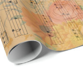 Cadeau Musique Note & Fleurs Papier Peint Vintage (Coin rond)