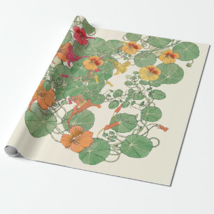Cadeau Nasturtiums Antique Lithographe 1896 Papier d'en