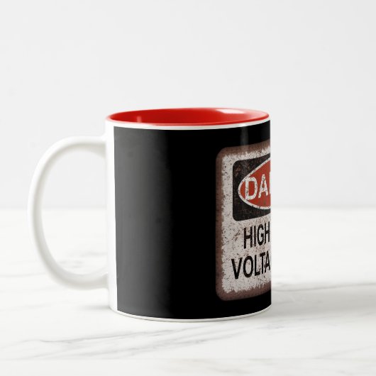 Cadeau nerd drôle. Danger, haute tension. Tasse (Gauche)