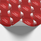 Cadeau Noël avec papier Arrière - plan rouge neige (Coin)