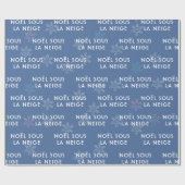 Cadeau Noël blanc en français Tissu Papier bleu profond (Plat)