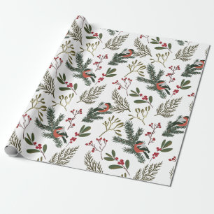 Cadeau Noël Branches d'oiseaux d'hiver Papier d'enveloppe