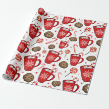 Noël Chocolat chaud et bonbons Papier à envelopper
