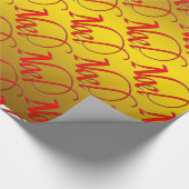 Cadeau Noel rouge sur papier d'enveloppement de Noël or (Coin)