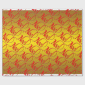 Cadeau Noel rouge sur papier d'enveloppement de Noël or (Plat)