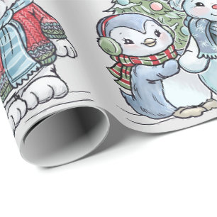 Cadeau Noël Snowman et les amis Enveloppement Papier