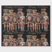 Cadeau Noir Dreamy Nutcracker Kings Wrapper Papier (Plat)