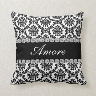 Cadeau NOIR du coussin   AMORE de regard de Bling