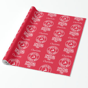 Cadeau Nom blanc rouge de 30 po x 15 po du papier d'embal